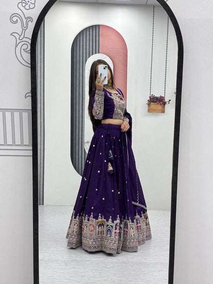 Kiara Pure Vichitra Lehenga with Coading Sequence Work Dupatta