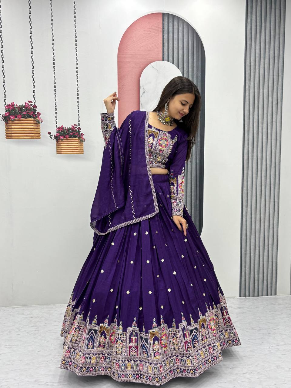 Kiara Pure Vichitra Lehenga with Coading Sequence Work Dupatta