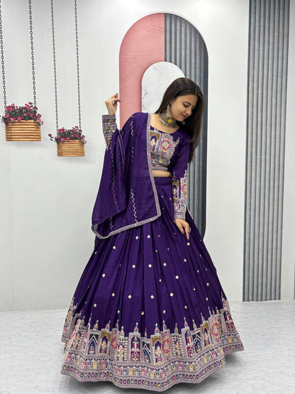 Kiara Pure Vichitra Lehenga with Coading Sequence Work Dupatta