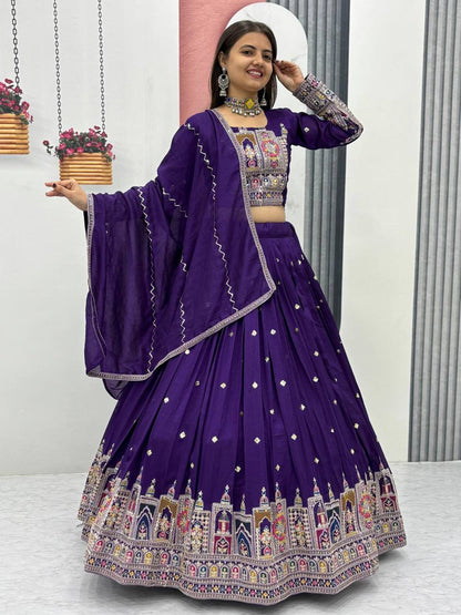 Kiara Pure Vichitra Lehenga with Coading Sequence Work Dupatta