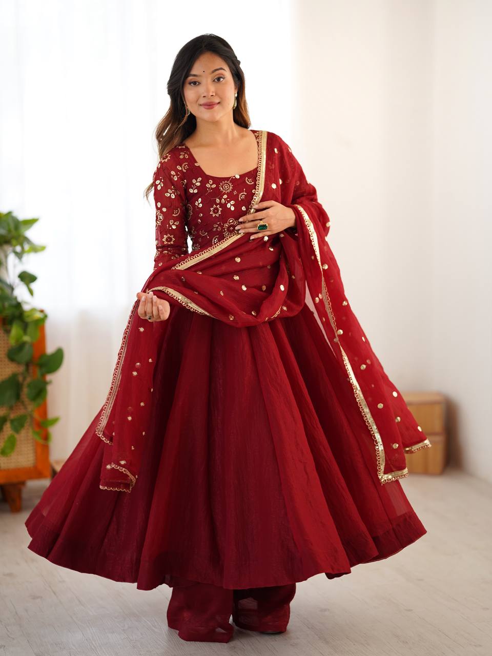 Vanshika Zari Embroidered Flair Anarkali Set
