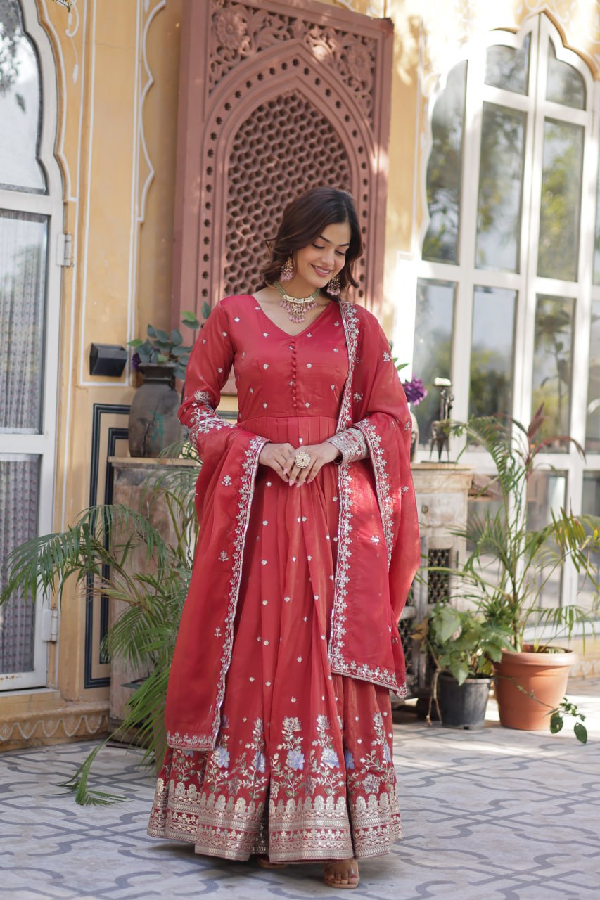Kanika Readymade Gown With Dupatta Set