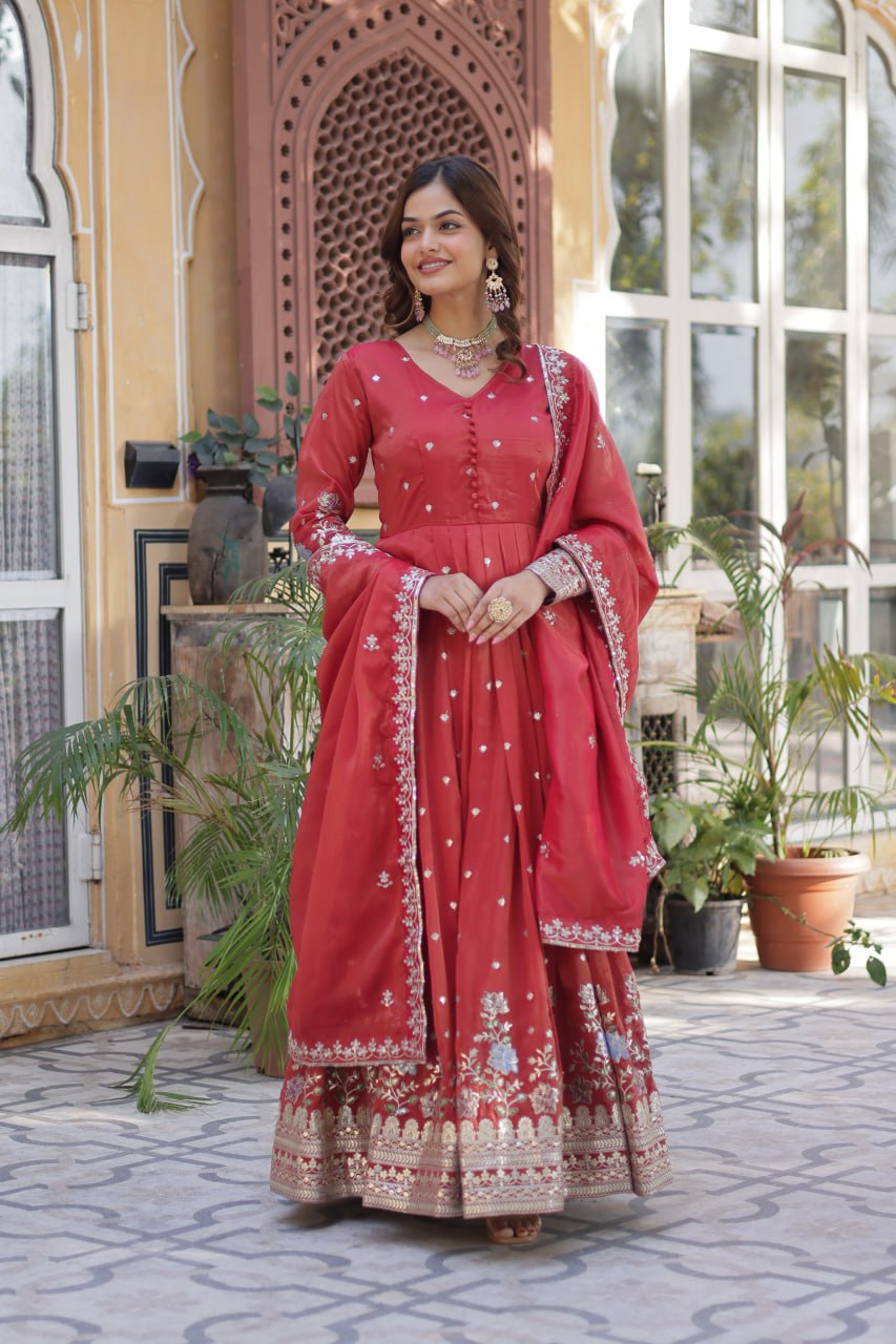 Kanika Readymade Gown With Dupatta Set