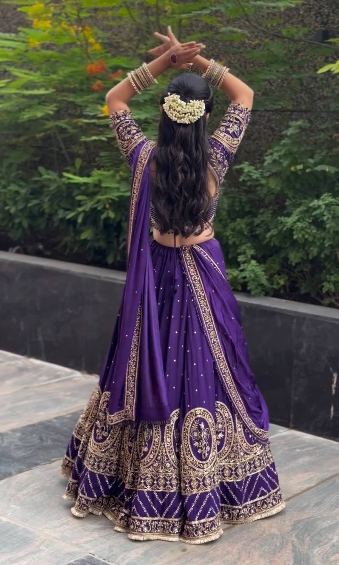 Lavish Orchid Golden Embroidery Silk Lehenga Choli