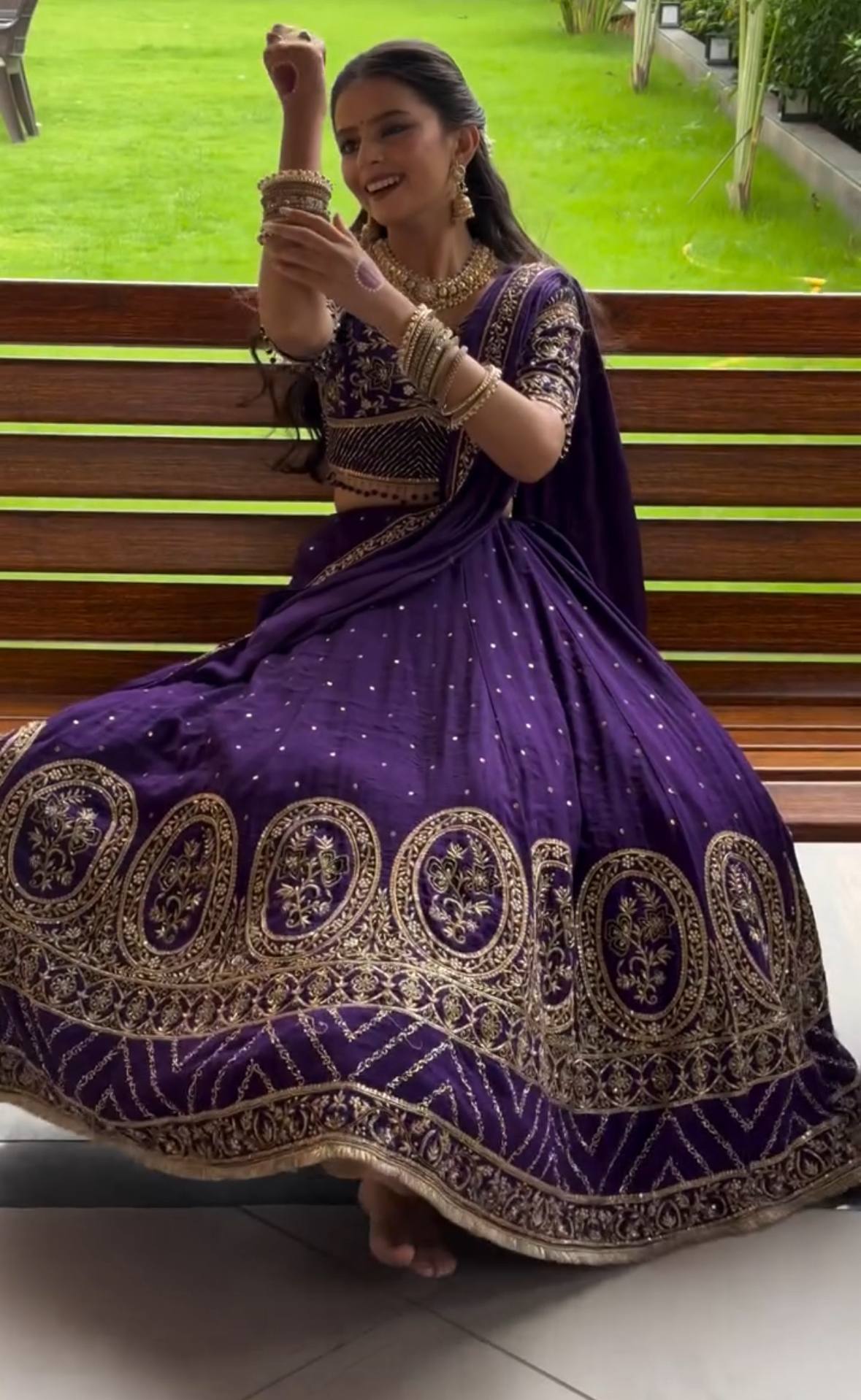 Lavish Orchid Golden Embroidery Silk Lehenga Choli