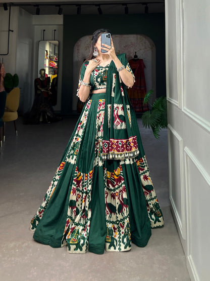 Royal Heritage Vibrant Elephant & Peacock Motifs in Regal Lehenga Choli