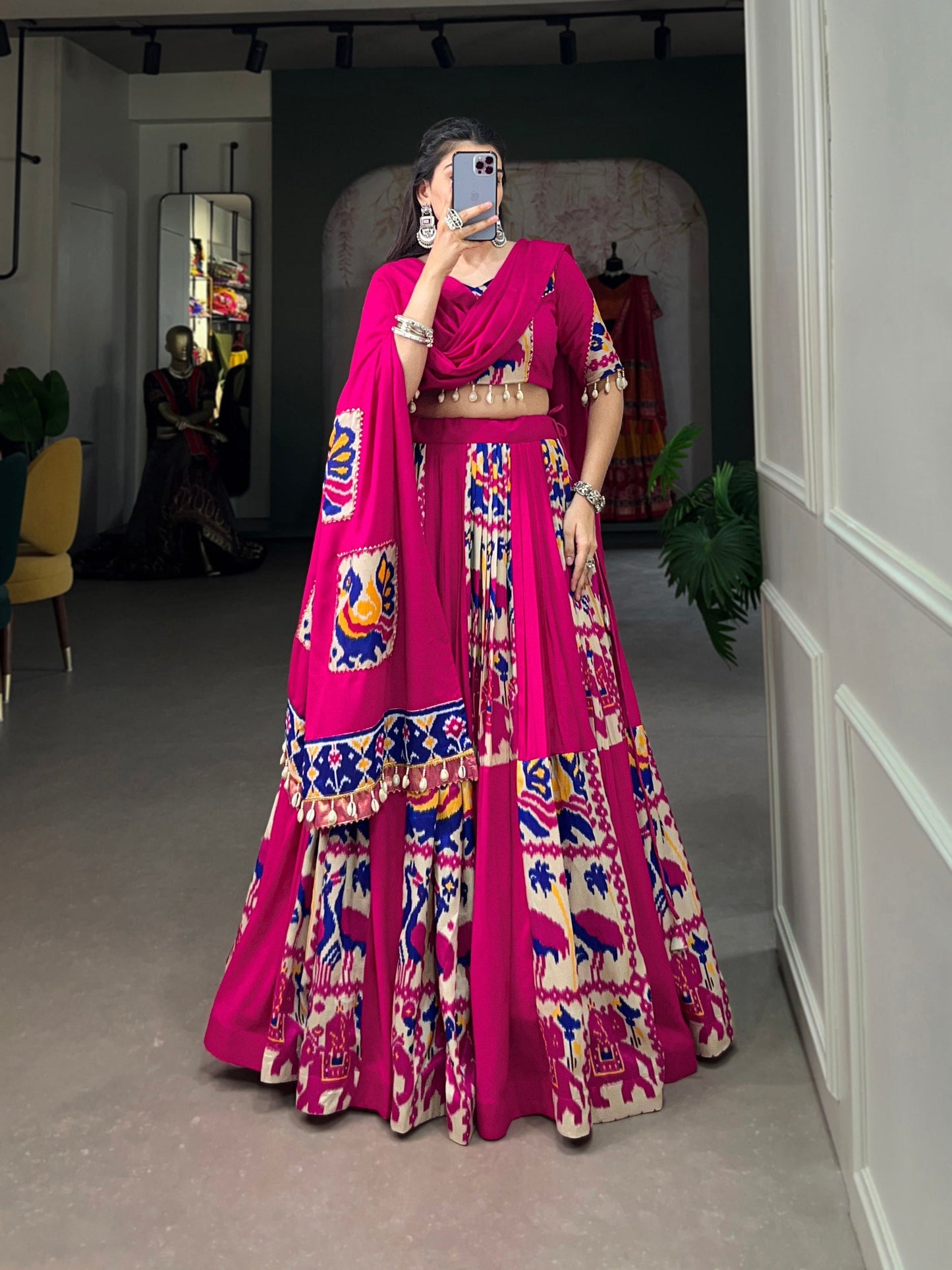 Royal Heritage Vibrant Elephant & Peacock Motifs in Regal Lehenga Choli
