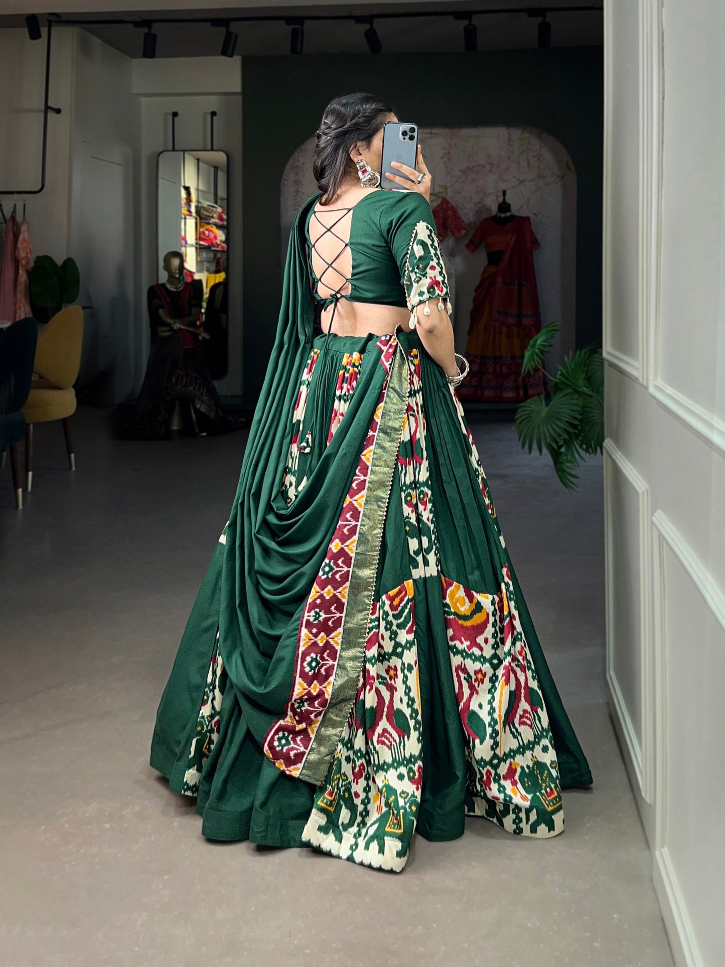 Royal Heritage Vibrant Elephant & Peacock Motifs in Regal Lehenga Choli