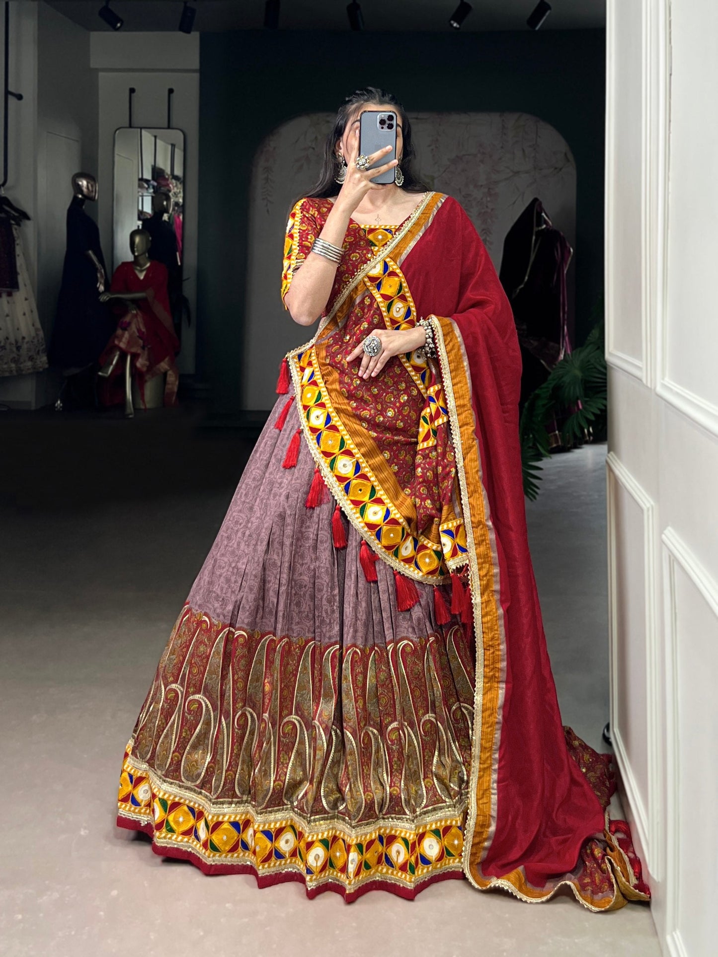Kashmiri Print Tasar silk lehenga choli