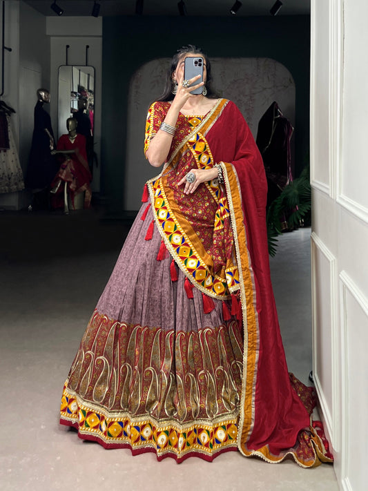 Kashmiri Print Tasar silk lehenga choli