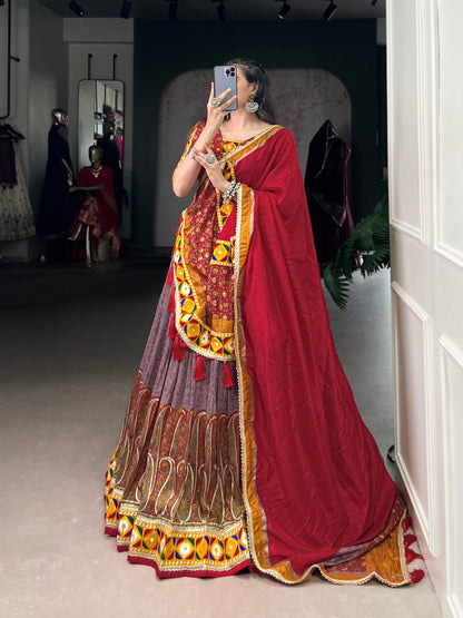 Kashmiri Print Tasar silk lehenga choli