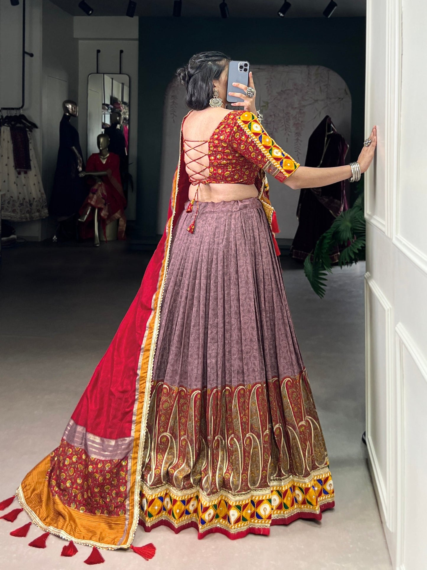 Kashmiri Print Tasar silk lehenga choli