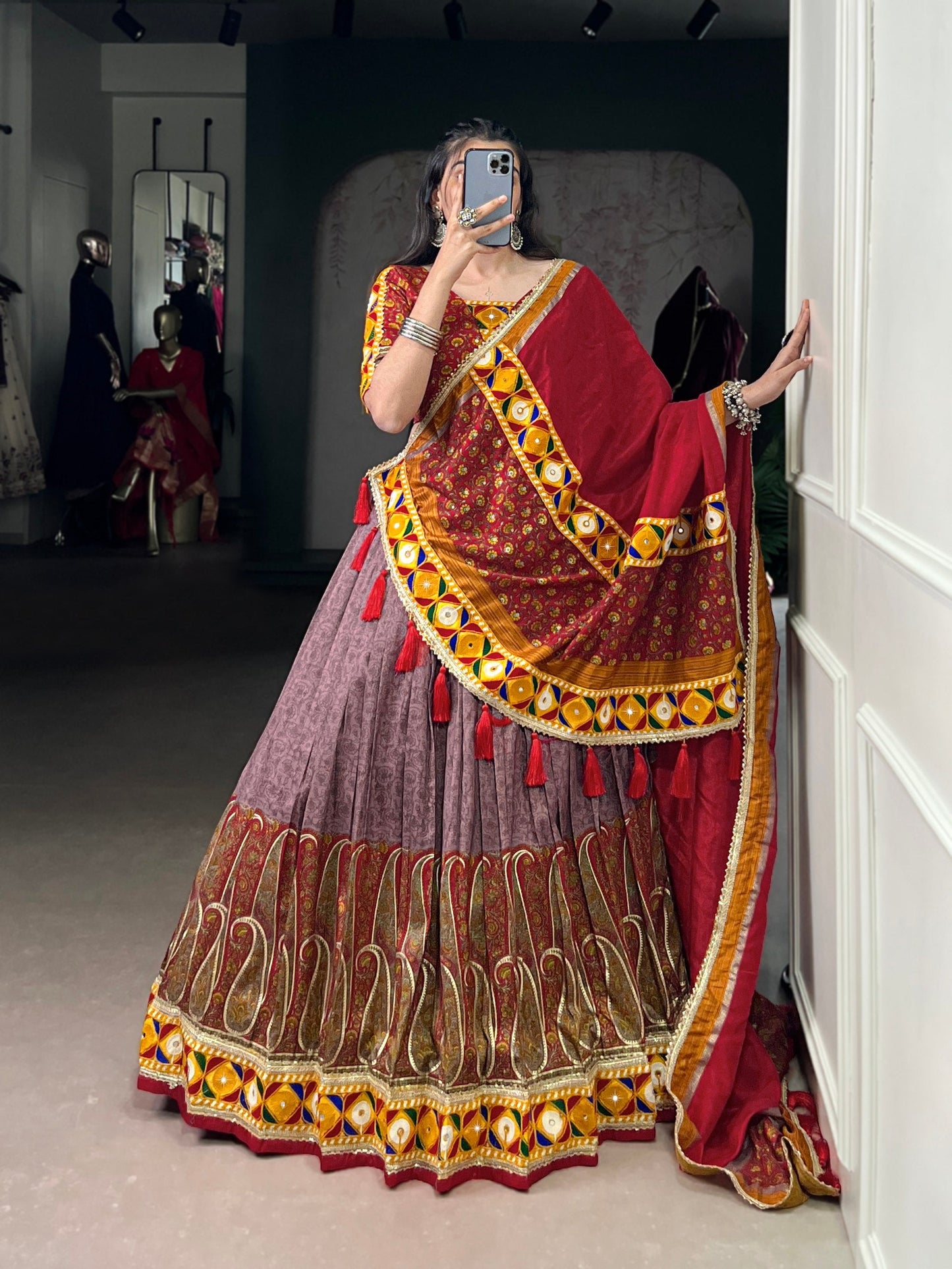 Kashmiri Print Tasar silk lehenga choli