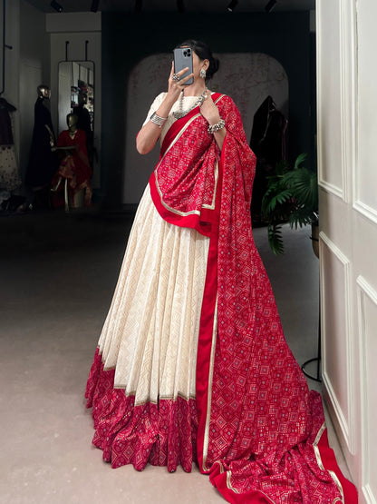 Vanya’s Ethereal Ivory & Scarlet Heritage Lehenga Choli