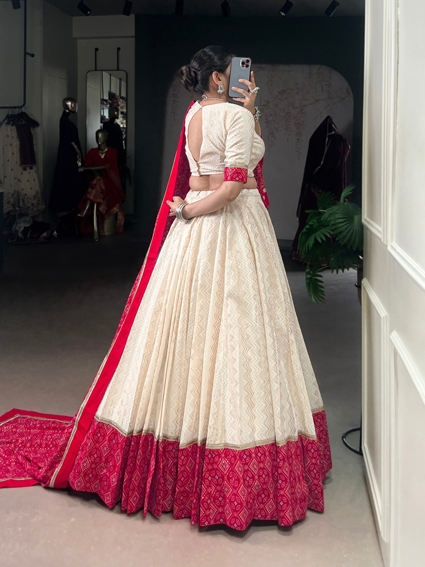 Vanya’s Ethereal Ivory & Scarlet Heritage Lehenga Choli