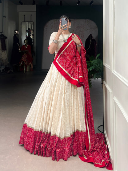 Vanya’s Ethereal Ivory & Scarlet Heritage Lehenga Choli
