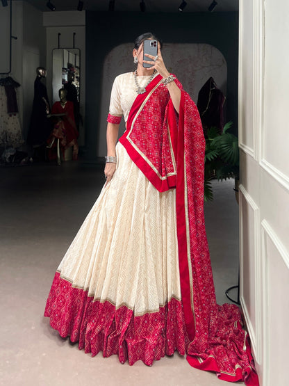 Vanya’s Ethereal Ivory & Scarlet Heritage Lehenga Choli