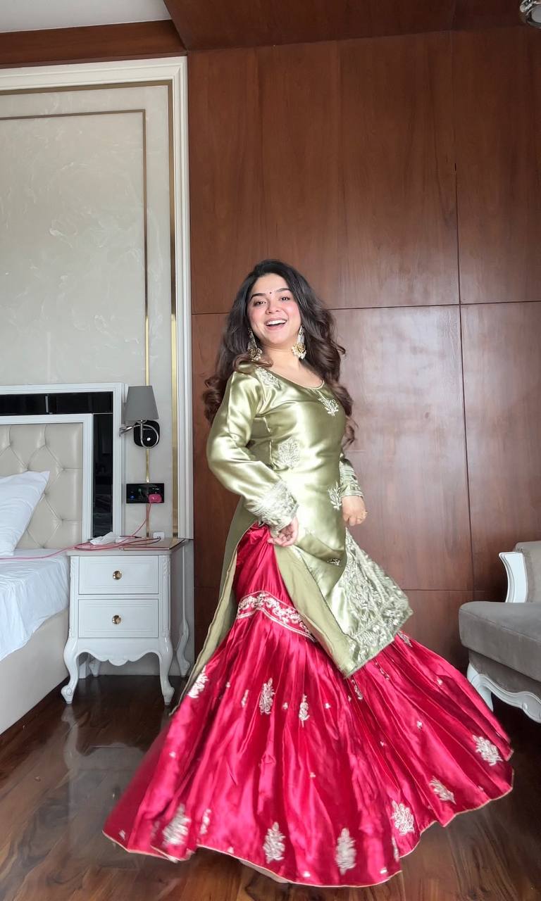 Anushka Olive Blossom Charm  Royal Patiala Suit