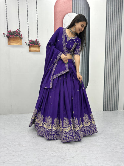 Yuvika Chinon Embroidery Thread Work Lehenga Choli