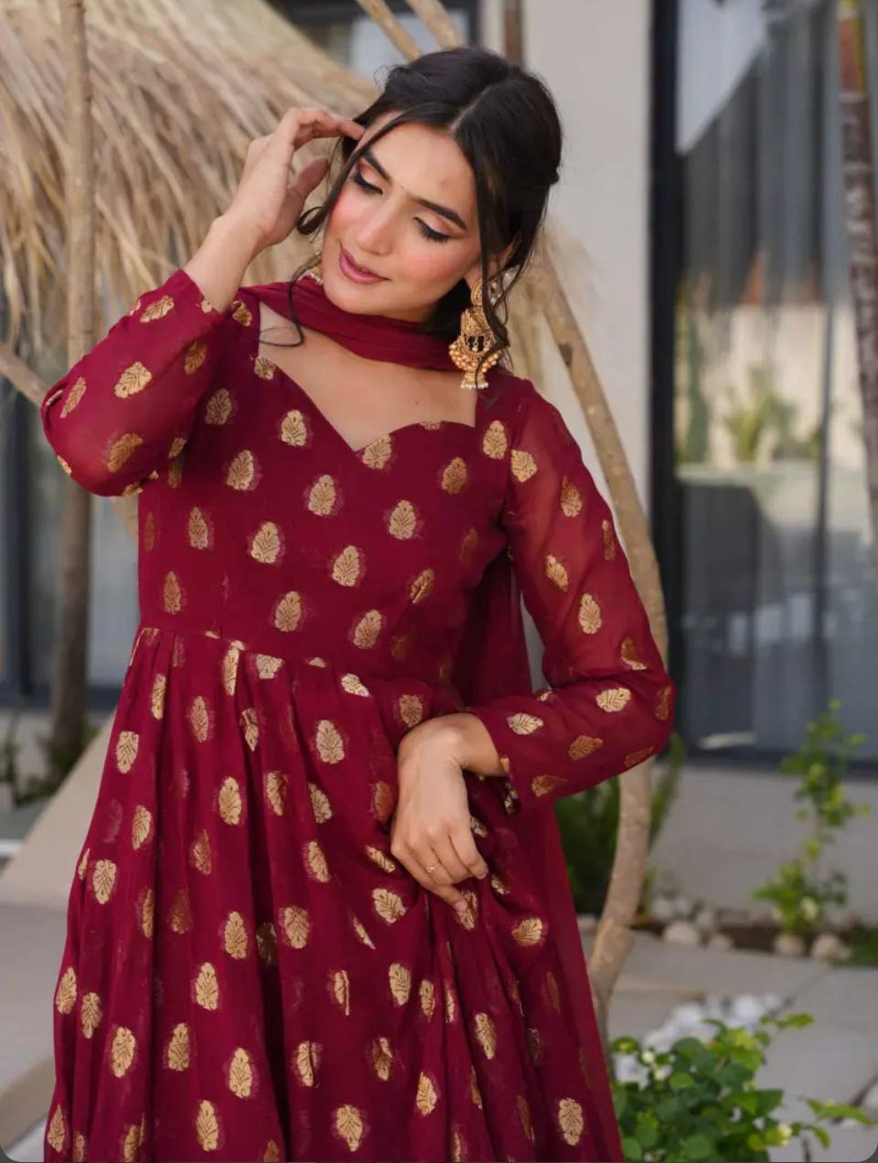 Sunehri Maroon Suit Set