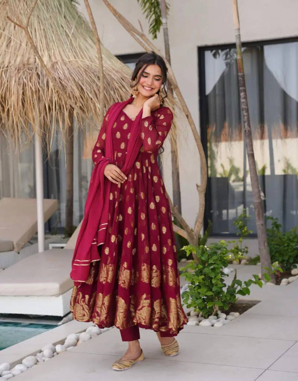 Sunehri Maroon Suit Set