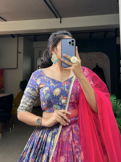 Lisha Digital Print With Embroidery Sequins Work Lehenga Choli