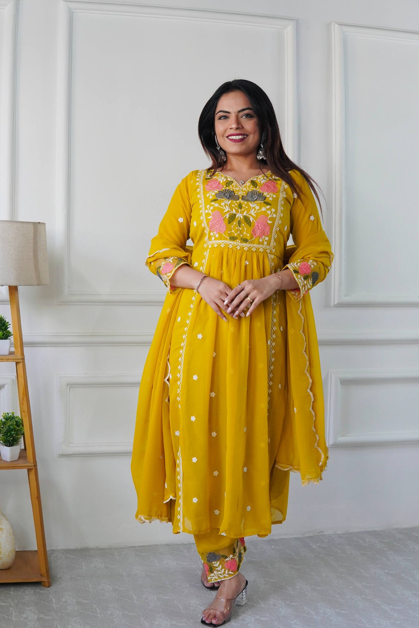 Ritika Mustard Bloom Heritage Anarkali Suit