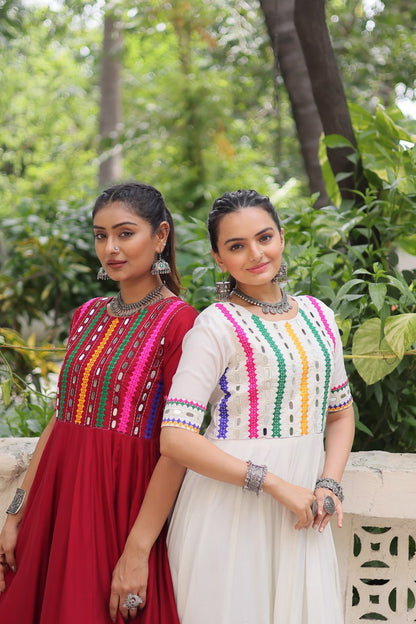 Anaya’s Vibrant Charm Mirror Anarkali Gown