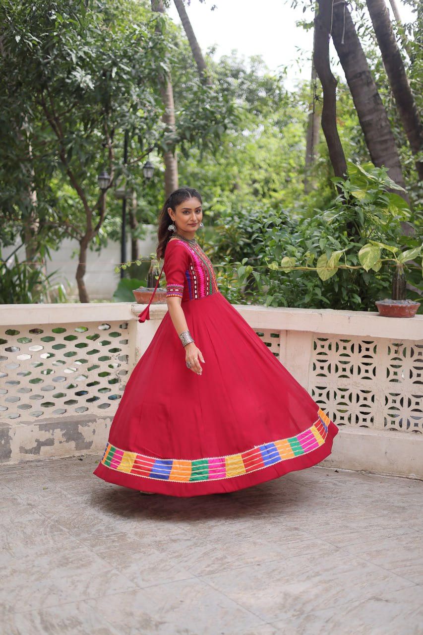 Anaya’s Vibrant Charm Mirror Anarkali Gown