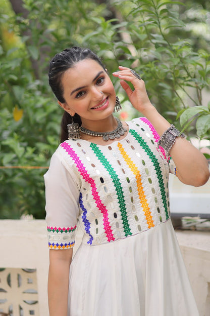 Anaya’s Vibrant Charm Mirror Anarkali Gown