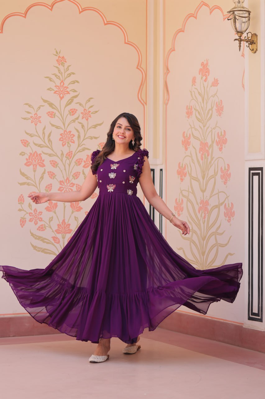 Aaradhya Designer Butterfly Bloom Festive Flow Gown