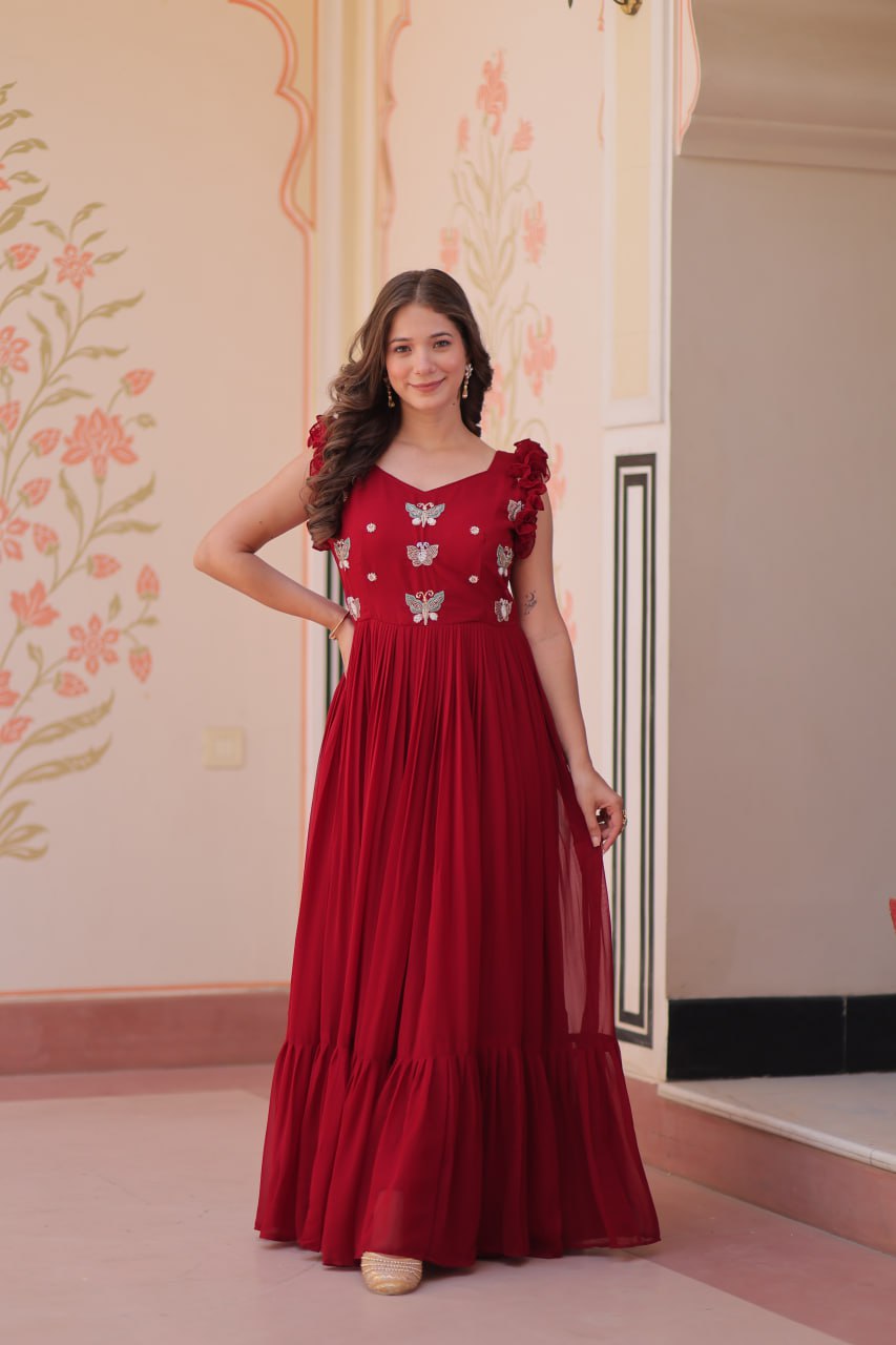 Aaradhya Designer Butterfly Bloom Festive Flow Gown
