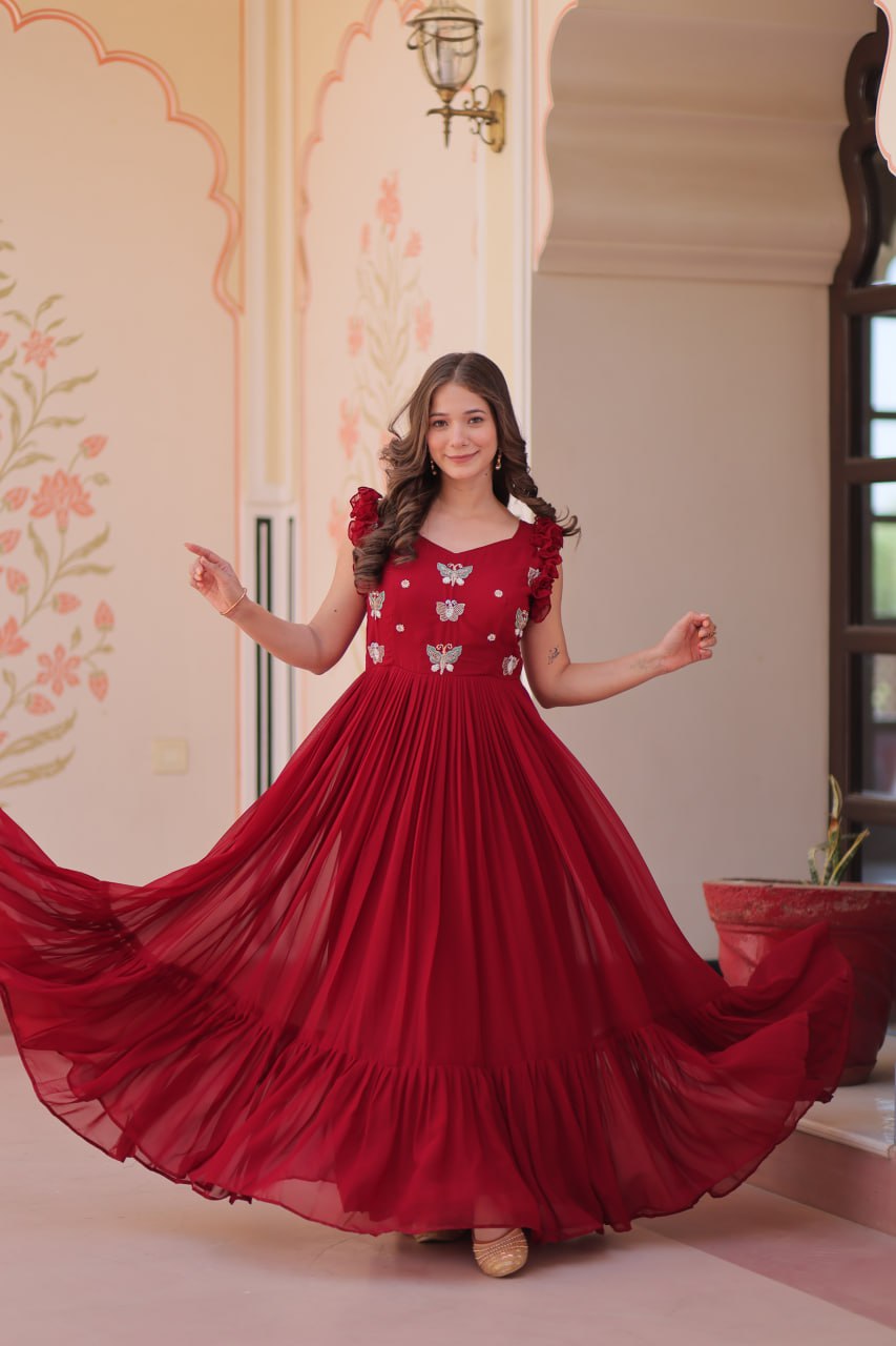 Aaradhya Designer Butterfly Bloom Festive Flow Gown