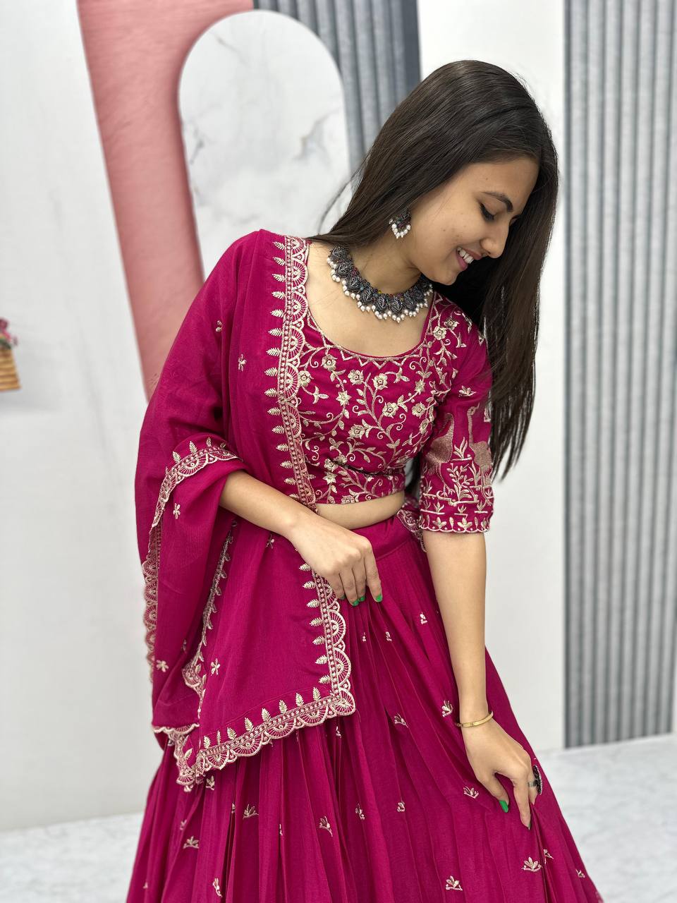 Vedika Embroidery Thread Work  New Festival Lehenga Choli