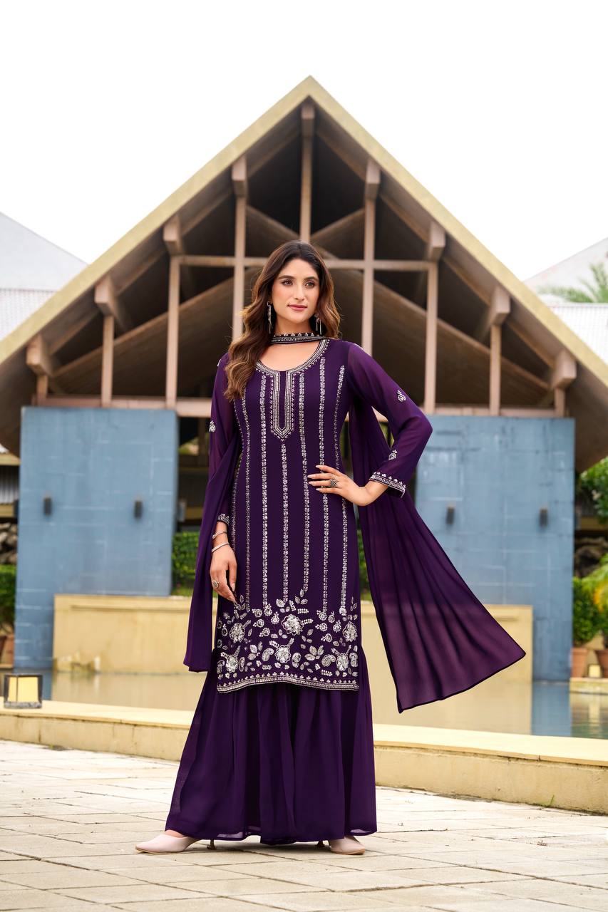 Aaradhya Embroidered Purple Charm Designer Patiala Suit