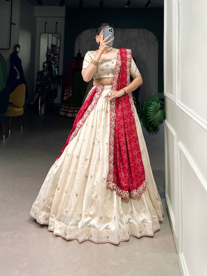 Vichitra Silk Lehenga with Exquisite Sequins and Thread Embroidery Lehenga Choli