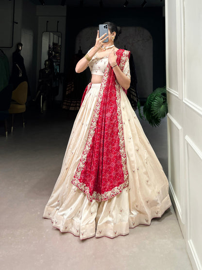 Vichitra Silk Lehenga with Exquisite Sequins and Thread Embroidery Lehenga Choli