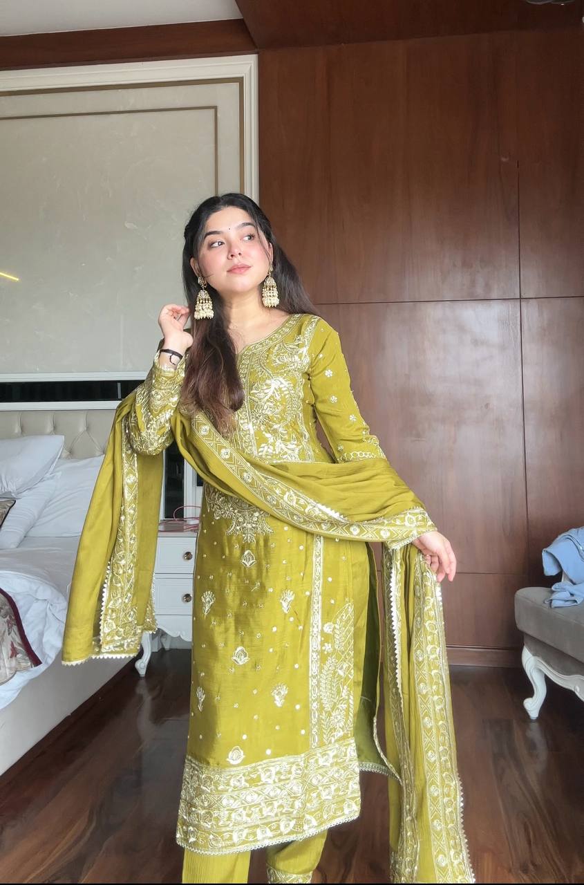 Lishika Traditional Embroidered Kurta Set with Dupatta