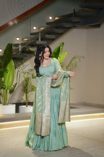 Roohani Designer Romansilk Chanderi Beautifull Anarkali