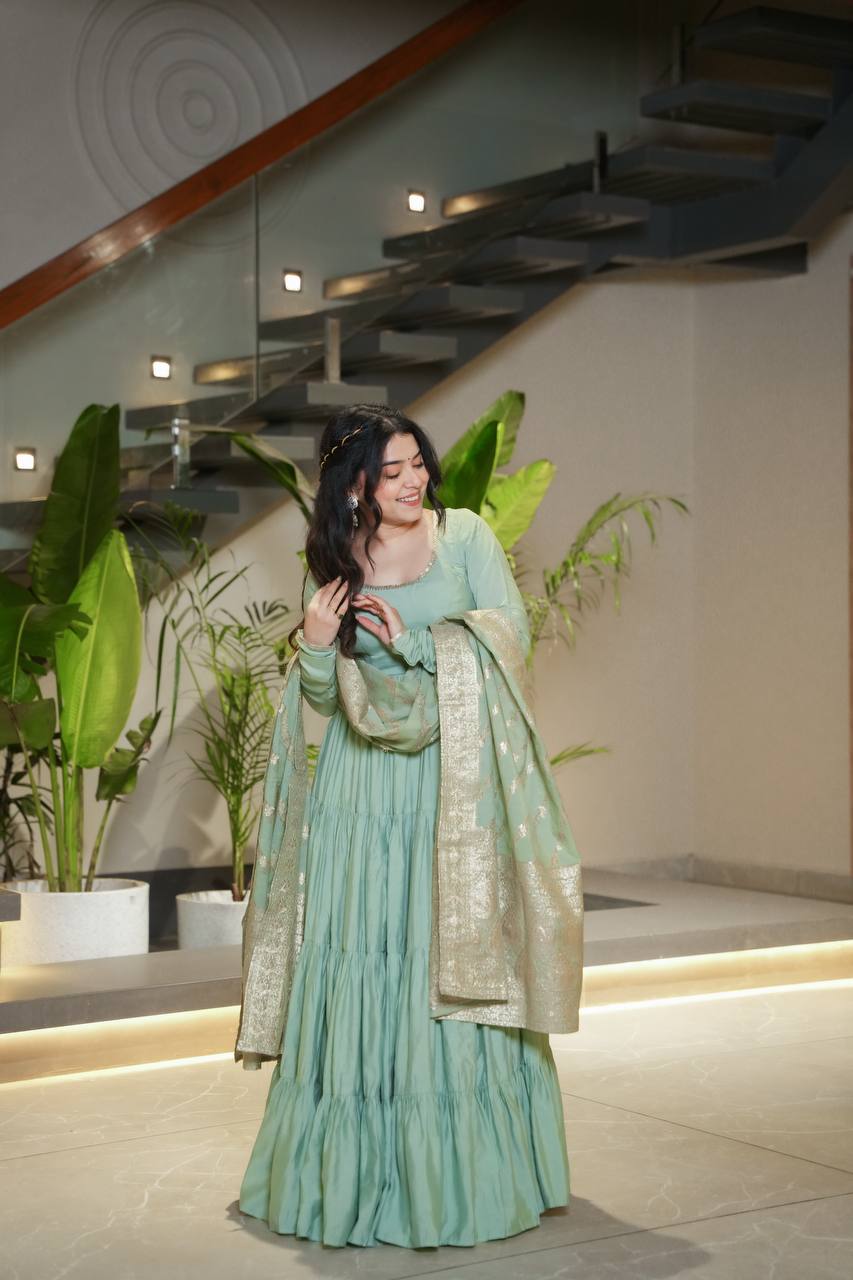 Roohani Designer Romansilk Chanderi Beautifull Anarkali