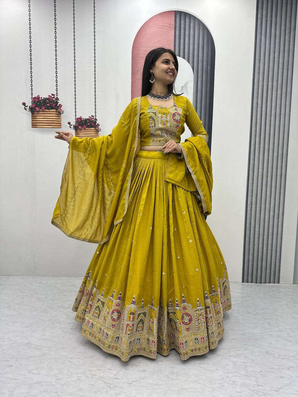 Kiara Pure Vichitra Lehenga with Coading Sequence Work Dupatta