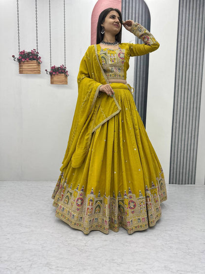 Kiara Pure Vichitra Lehenga with Coading Sequence Work Dupatta