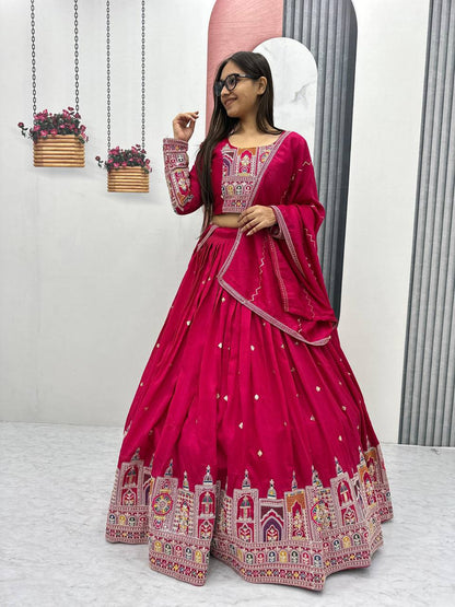 Ridhima Pure Vichitra Lehenga with Coading Sequence Work Dupatta