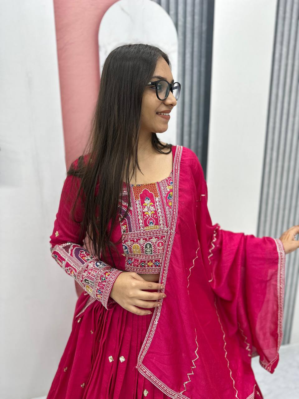 Ridhima Pure Vichitra Lehenga with Coading Sequence Work Dupatta