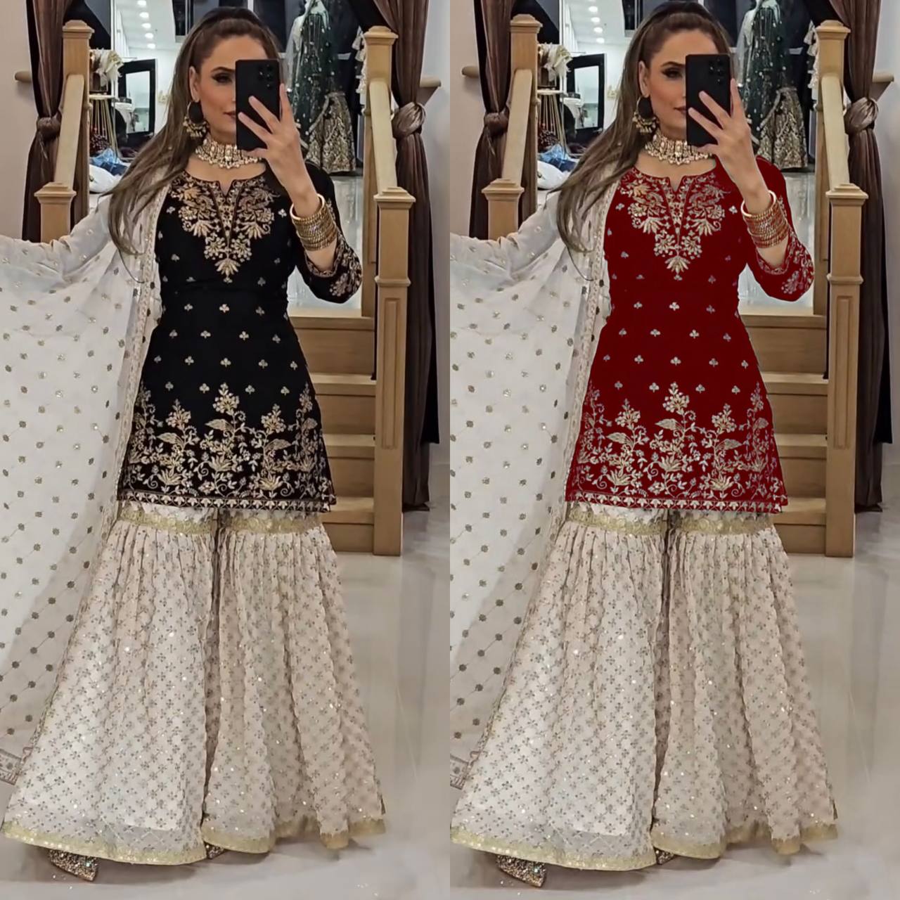Nazakat Heavy Faux Georgette Sharara Set