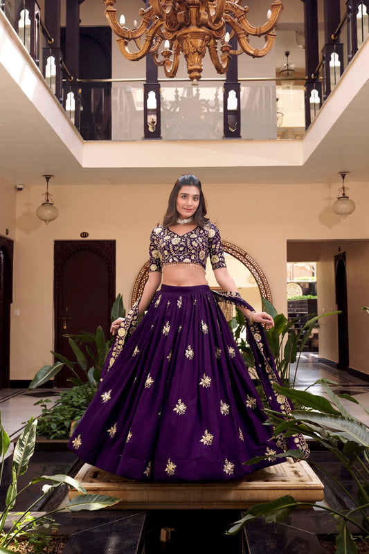 Raabta-e-Royalty: Vichitra Silk Purple Elegance Lehenga Set