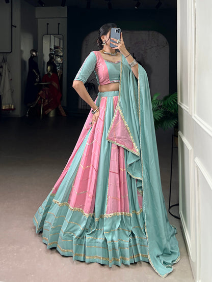 Srishti Pastel Elegance Sea-Green Pink Lehenga Choli