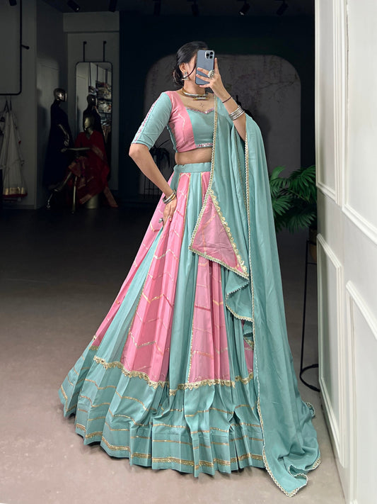 Srishti Pastel Elegance Sea-Green Pink Lehenga Choli