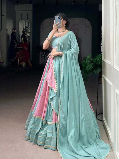 Srishti Pastel Elegance Sea-Green Pink Lehenga Choli