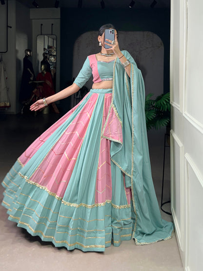 Srishti Pastel Elegance Sea-Green Pink Lehenga Choli